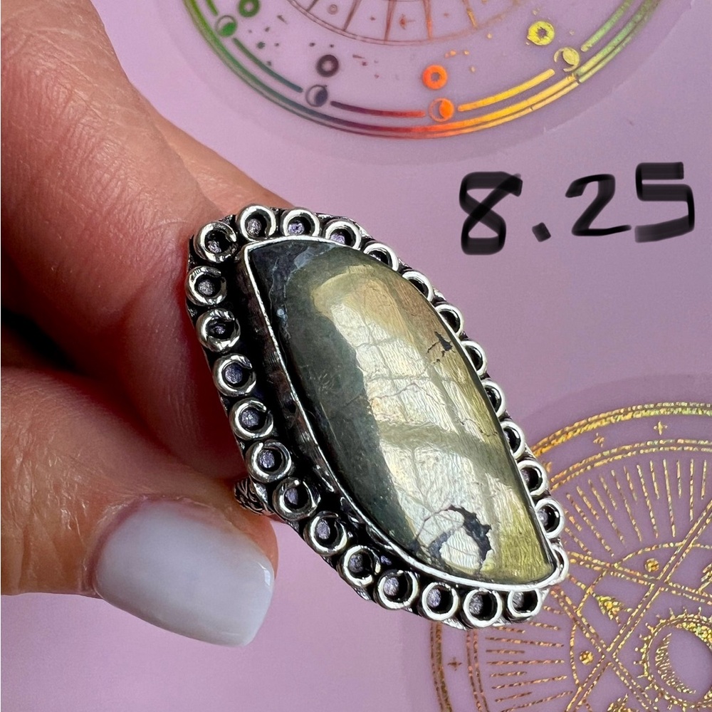 925 You Choose! Abundance Pyrite Ring 6, 6.5, 8.25, 8.5 - Picture 6 of 8